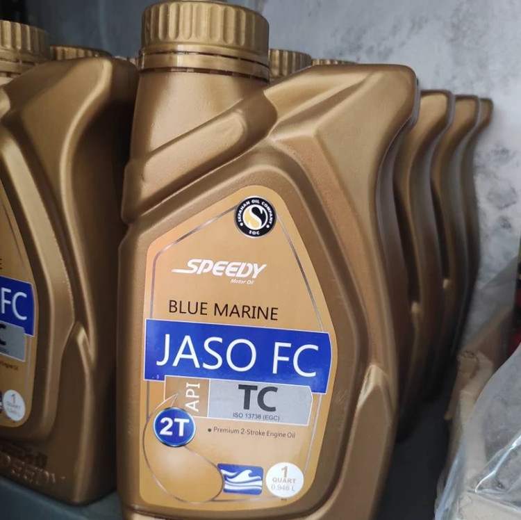 روغن موتور اسپیدی مدل دو زمانه 2T بلو مارین Blue Marine حجم 1 لیتر JASO FC 2T جدید