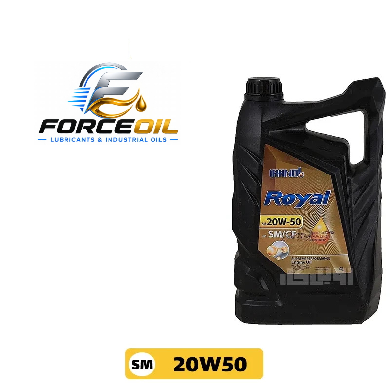 روغن موتور خودرو ایرانول مدل رویال 20W50 SM/CF با سطح کیفی API SM/CF چهار لیتری (یک کارتن)